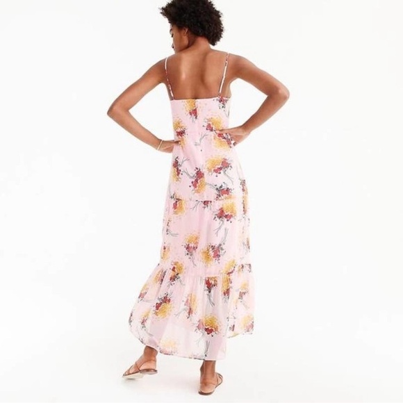 J. Crew Pink Floral Tiered Maxi Dress Sundress 0 XS - Picture 12 of 12